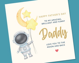Tarjeta del Día del Padre para papá / Tarjeta del Día del Padre / Regalo del Día del Padre / Tarjeta del Día del Padre / Niños / Tarjeta espacial, Papá, Hijo, Hija