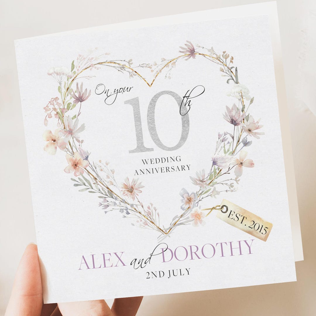10th Wedding Anniversary Card - 10th Wedding Card, Tin Anniversary ...
