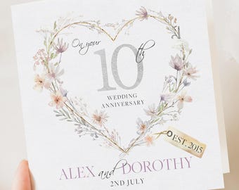10e carte d'anniversaire de mariage - 10e carte de mariage, anniversaire en étain - fille, fils, amis, anniversaire - félicitations pour vos 10 ans de mariage -