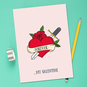 Tarjeta de San Valentín del tatuaje de la vieja escuela, novio divertido de la tarjeta de San Valentín, marido divertido de la tarjeta de San Valentín, tarjeta de San Valentín divertida para él, socio