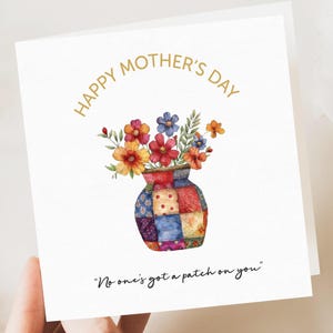 Muttertagskarte, von Sohn, Tochter, glückliche Mutterkarte für Mama, personalisiertes Muttertagsgeschenk, Stickerei-inspiriertes Design