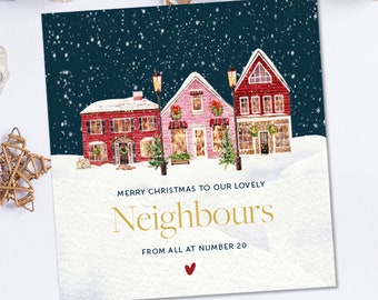 Weihnachtskarte 'Special Neighbours' – Modernes Design Mit Weihnachtsbaum & Kamin, Inkl. Umschlag