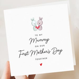 Primo biglietto per la festa della mamma, biglietto per la mamma, mamma, mamma, dalla figlia, biglietto per la mamma, biglietti per la festa della mamma con coniglietto carino, regalo personalizzato