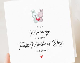 First Mothers Day Card, Baby card to Mum, Mom, Mum, From Daughter, Card for Mum, Happy Cute Bunny Mothers Day Cards, Personalised Gift