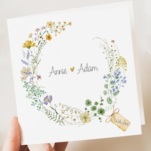 Personalisierte Hochzeit Blumenkarte | Brautpaar Grüße | Jubiläum | Herzlichen Glückwunsch Verlobung Karte | Hochzeits-Geschenk-Karte