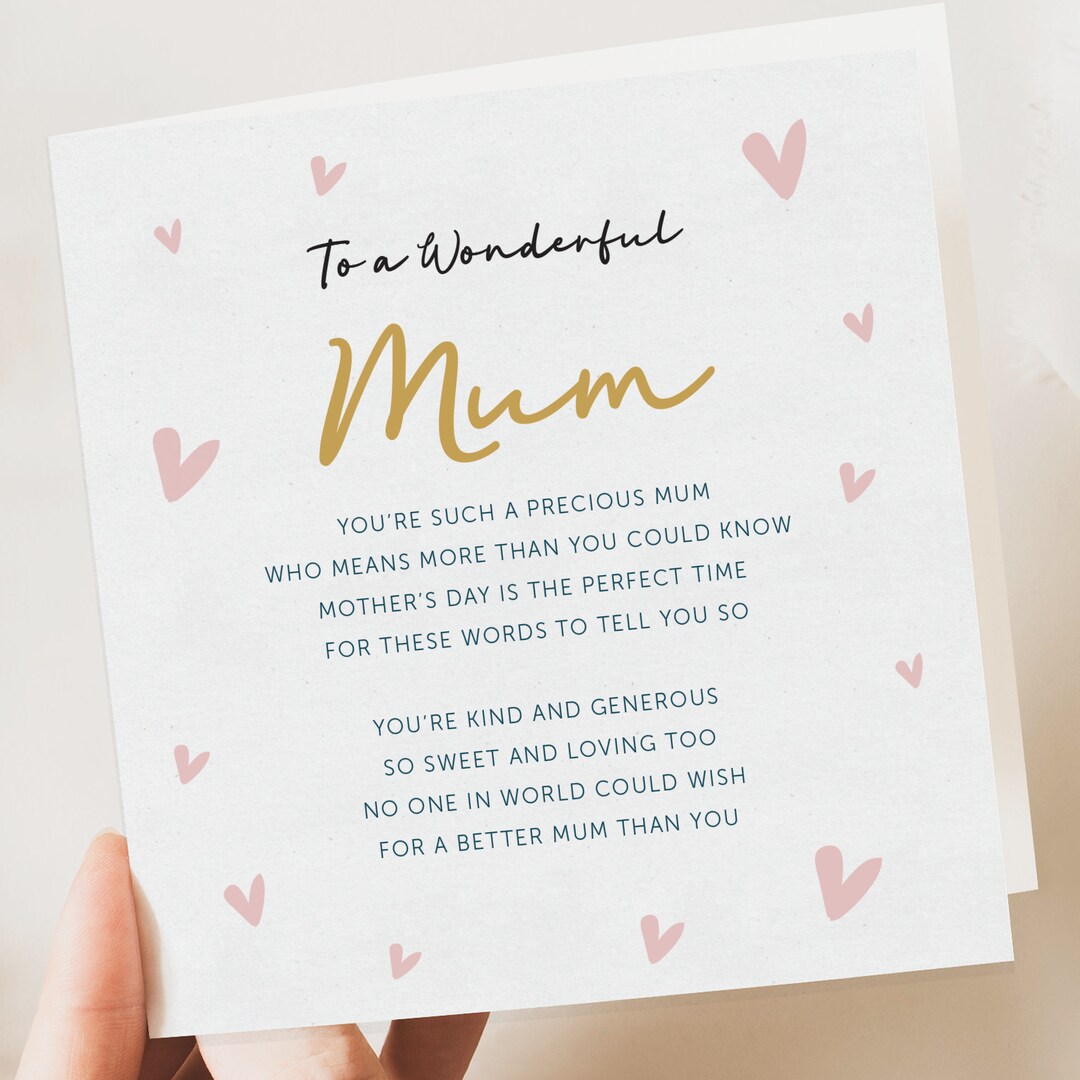 Poem Mothers Day Card From Daughter, Cute Mother Day Card Mum, Happy ...