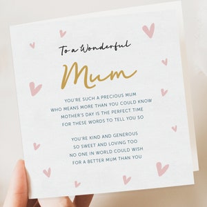 Muttertagskarte mit Gedicht von Tochter, süße Muttertagskarte Mama, glückliche Muttertagskarten, personalisiertes Muttertagsgeschenk