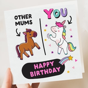 Funny Mom Card - Verjaardagskaart - Eenhoornkaart - Gepersonaliseerde kaart