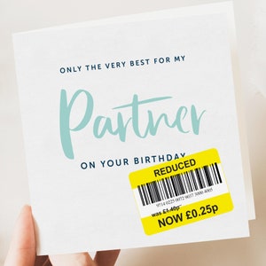 Cartão de aniversário | Cartão engraçado do sócio | Cartão engraçado, namorado, cartão de aniversário da | Parceiro de presente de aniversário | Cartão engraçado | Cartão reduzido