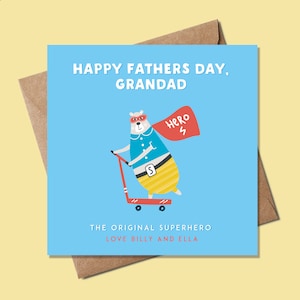 Carte de fête des Pères pour grand-père - Carte papa grands-pères - Carte personnalisée de jour des pères - Superhero Grandad Card - Carte Grandad