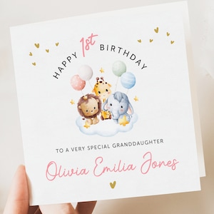 Carte de premier anniversaire pour fille, premier anniversaire de fille, petite-fille, nièce, carte de tout âge, carte de fille, carte d'anniversaire personnalisée