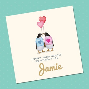 Carte de Saint-Valentin pingouin, pour petit ami, petite amie, mari, femme, carte d'anniversaire, carte pingouin Je ne sais pas me dandiner