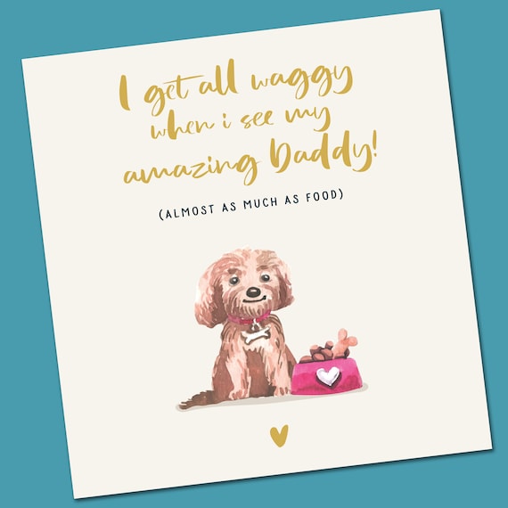 Waggy Dog Dad Valentine Card, Dog Lover Funny Valentine, Birthday