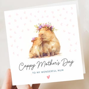 Muttertagskarte | Muttertagskarte | Niedliche Capybara Mama Karte | Muttertagskarte mit Mama | Karte von Tochter oder Sonne | Karte für Nana