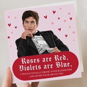 Tarjeta de amor Saltburn / barry keoghan, tarjeta saltburn, tarjeta del día de San Valentín para novia novio esposa marido peculiar San Valentín, aniversario