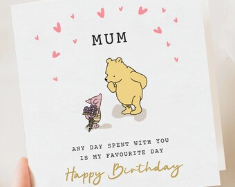 Geburtstagskarte für Mama, Mutter-Tageskarte, süße Winnie-Karte | Mama Karte von Tochter, Sohn, Kinder
