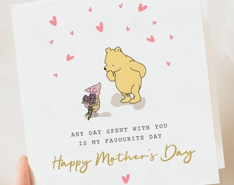 Birthday card for mum | mothers day card | Cute Winnie the pooh card | mummy | card from daughter | card for nana