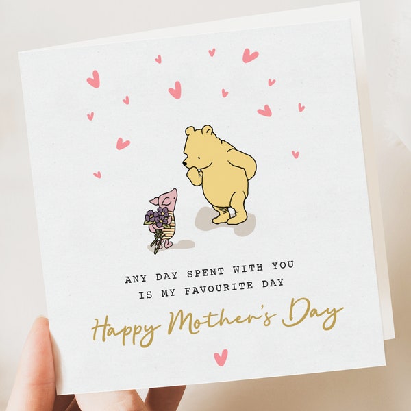 Birthday card for mum | mothers day card | Cute Winnie the pooh card | mummy | card from daughter | card for nana