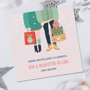 Weihnachtskarte für ein Paar, personalisierte Weihnachtskarte, Sohn und Schwiegertochter, Tochter und Schwiegersohn Karte, Weihnachten