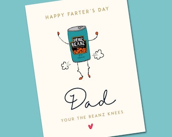 Funny Fathers Day Card,  Farters Day Card, Funny Fathers Day Card, Fathers Day Gift, Beanz Knees Personalised Fathers Day Card, GTC07