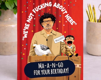 Tarjeta de cumpleaños de Bob Mortimer, regalo para fans de Last One Laughing, tarjeta con cita divertida, para él, ella, hermano, hermana, novio, novia, amigo