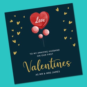 Buon PRIMO San Valentino a mio MARITO Carta / MOGLIE Biglietto di San Valentino / Fidanzato San Valentino, Carta di coppia / Biglietto di San Valentino personalizzato per la moglie