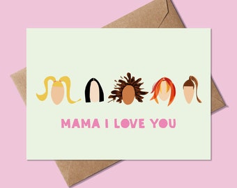 Grappige moederdagkaart - spice girls moederdagkaart - mama ik hou van je - grappige moederdagkaart