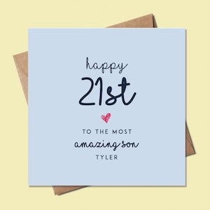 Tarjeta de cumpleaños número 21 para él, tarjeta de cumpleaños número 21 para hijo, tarjeta de cumpleaños personalizada para él, hijo de cumpleaños número 21