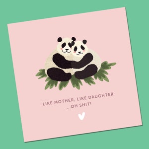 Moederdagkaart | Moederdagkaart | Grappige Moederdagkaart met panda| Verjaardagskaart moeder | Kaart van dochter