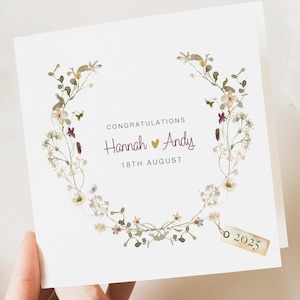 Personalised Wedding Floral Card | Newly Married Couple Greeting | Congratulations Wedding Card | Wedding Gift Card | Initials