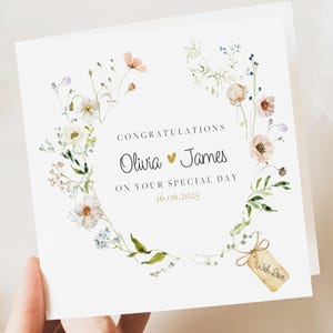 Tarjetas florales de boda personalizadas / Saludos para recién casados / Aniversario / Tarjeta de compromiso de felicitación / Tarjeta de regalo de boda