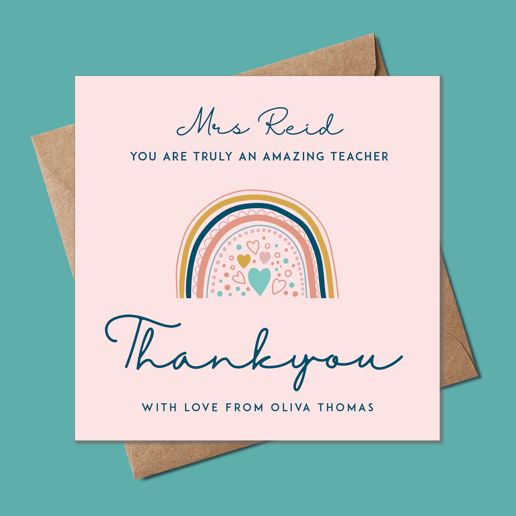Teacher Card, Thank you Teacher Card, Personalised Teacher Card, Card…