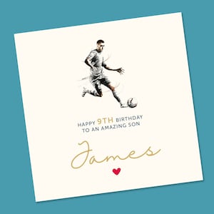 Tarjeta de cumpleaños de fútbol para niños, tarjeta de fútbol para hijo, nieto, sobrino, hermano, cualquier edad, regalo de cumpleaños, tarjeta de cumpleaños de fútbol personalizada,