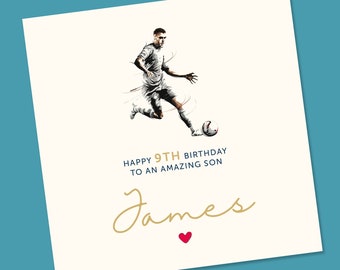 Boys football birthday card, football card for son, grandson, nephew, brother, any age, birthday gift, personalised football birthday card,