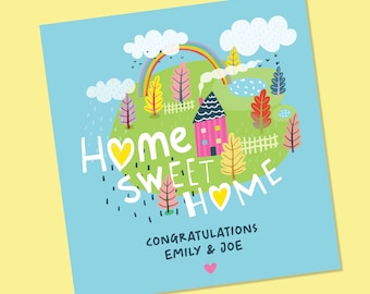 Tarjeta de nuevo hogar, Tarjeta de felicitación por inauguración de la casa, Hogar dulce hogar, Mudanza, Casa nueva, Día de la mudanza, Hogar personalizado, Tarjeta de nuevo hogar