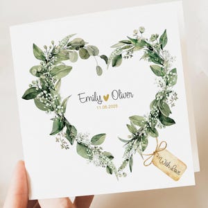 Carte florale de mariage personnalisée | Salutation d'un couple nouvellement marié | Anniversaire | de fiançailles de félicitations | Carte-cadeau de mariage