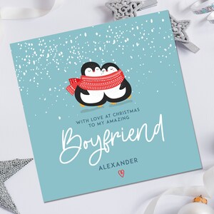 Carte de Noël pour petit ami | Carte de Noël Boyfriend | Carte de Noël boyfriend avec | pingouin Carte de Noël du mari avec pingouin