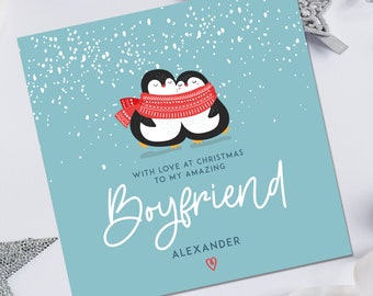 Christmas Card for Boyfriend | Boyfriend Christmas Card | Boyfriend christmas card with penguin | Husband christmas card with penguin