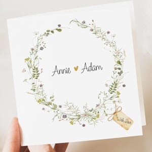 Personalisierte Hochzeit Blumenkarte | Brautpaar Grußbild | Jubiläum | Herzlichen Glückwunsch Verlobung Karte | Hochzeits-Geschenk-Karte