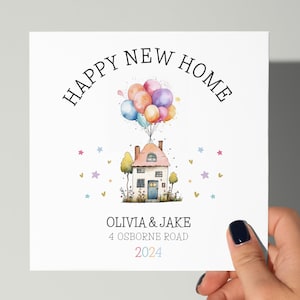 New Home-kaart, housewarming Gefeliciteerd-kaart, Home Sweet Home, verhuizen, nieuw huis, verhuisdag, gepersonaliseerd huis, nieuwe huiskaart