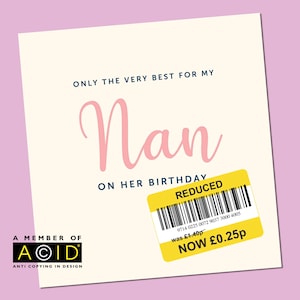 Tarjeta de cumpleaños / Tarjeta divertida de Nan / Tarjeta divertida / Tarjeta divertida del día de cumpleaños / Regalo del día de cumpleaños para Nan / Tarjeta divertida / Tarjeta reducida