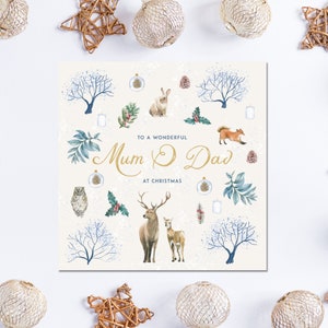 Winter Wildlife Weihnachtskarte, Personalisierte Weihnachtskarte für Mama und Papa, Mama & Papa Weihnachtskarte, Mama Weihnachtskarte