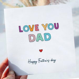 Je t'aime papa, carte de fête des pères, fête des pères, carte simple, cadeau de fête des pères, de la part d'une fille ou d'un fils