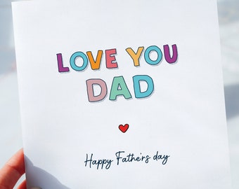 Je t'aime papa, carte de fête des pères, fête des pères, carte simple, cadeau de fête des pères, de la part d'une fille ou d'un fils