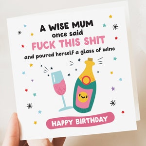 Geburtstagskarte für Mama | Lustige Geburtstagskarte | Mama Rude lustige Karte | Lustige Geburtstags-Tageskarte | Geburtstag Geschenk Mama | Lustige Karte her | Wein