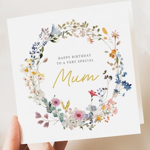 Tarjeta de cumpleaños para mamá, linda tarjeta de cumpleaños para mamá, tarjeta de cumpleaños floral para mamá, tarjeta de cumpleaños para mamá, tarjeta de cumpleaños para mamá, regalo de cumpleaños para mamá para ella