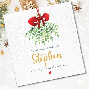Cartão de Natal para o marido | Cartão de Natal do marido | Cartão de natal do marido com visco | Cartão de natal personalizado do marido