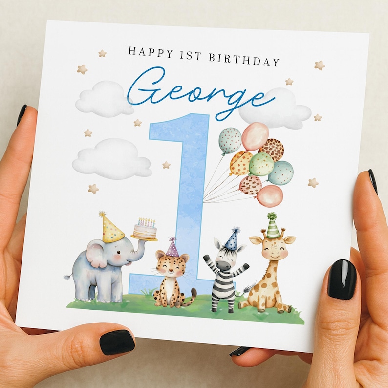 1st Birthday Card Boy, First Birthday Card for Boy, Personalised 1st ...