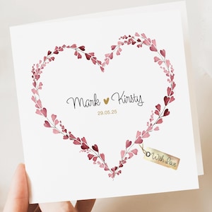 Personalised Wedding Floral heart Card | Newly Married Couple Greeting | Anniversary | Congratulations Engagement Card | Wedding Gift Card