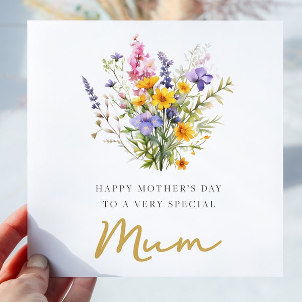 Happy Mother's Day Card | Floral Mother's Day Card | Botanical Wildflowers Garden | Card For Mother's Day | Mothers Day Card With Flowers